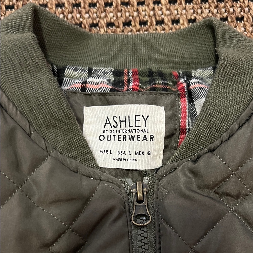 Ashley By 26 International Olive Quilted Bomber Jacket - Picture 2 of 6